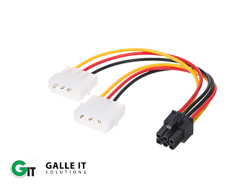 Dual IDE Molex 4 pin Male to 6 pin Male Power Cable